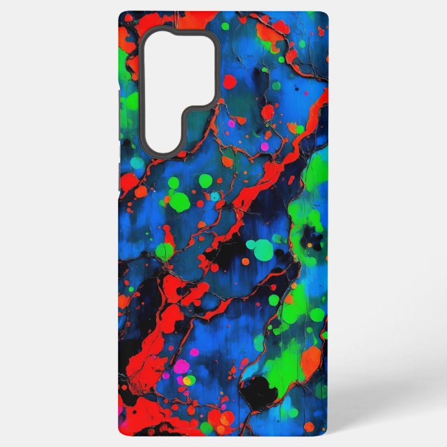 Electric Chaos bold neon abstract paint splash Samsung Galaxy Case (Back)