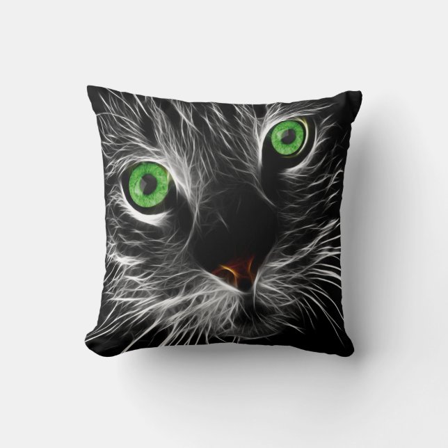 Electric Charge Cat Named Purr Throw Pillow (Front)