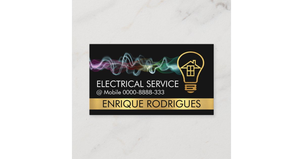 Electric Charge Gold Home Bulb Business Card | Zazzle