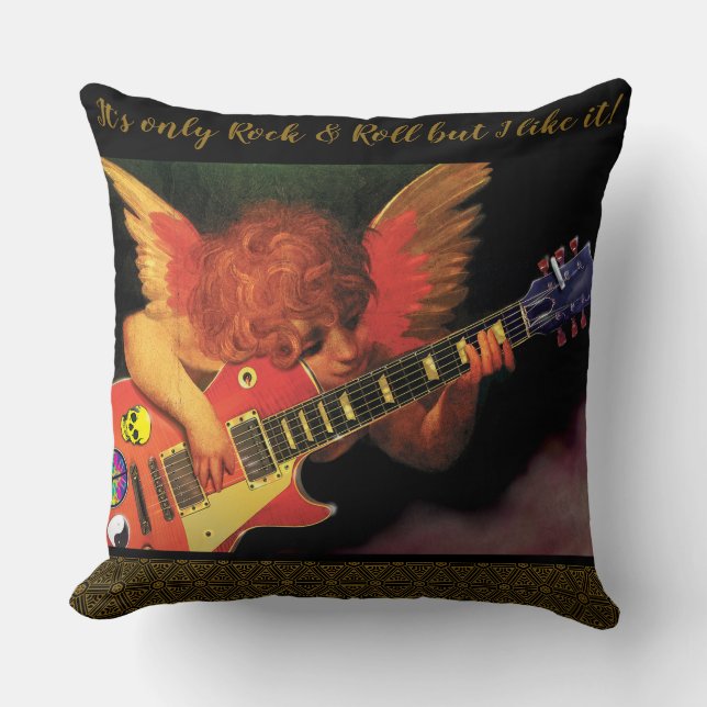 Electric Cherub guitar hero throw cushion. Throw Pillow (Front)