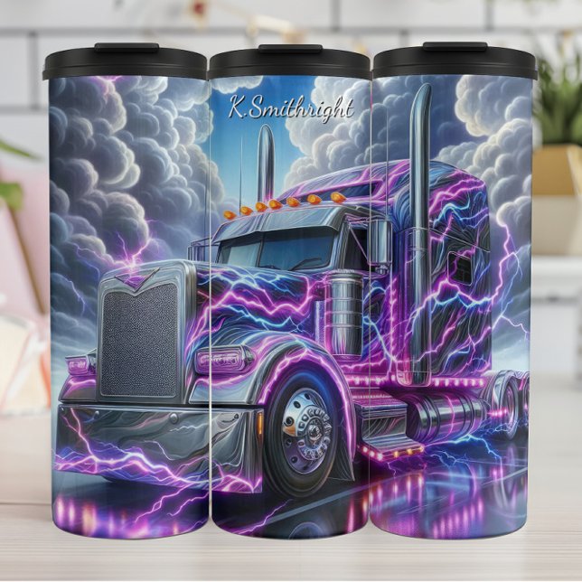 Electric Chrome Semi Truck Lightning Strike Thermal Tumbler (Creator Uploaded)