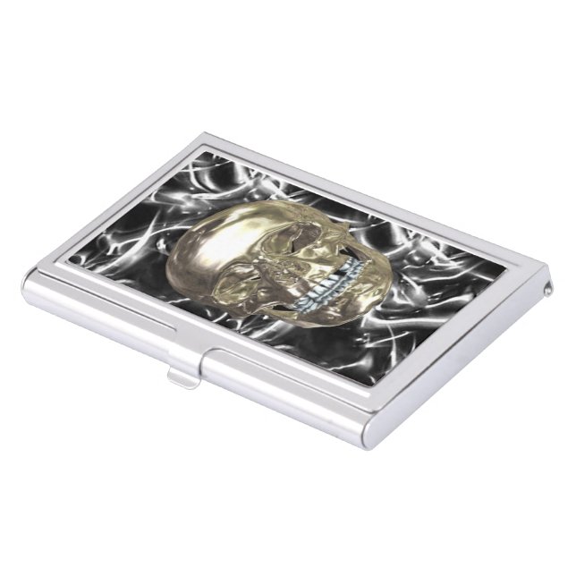 Electric Chrome Skull Business Card Holder (Front)