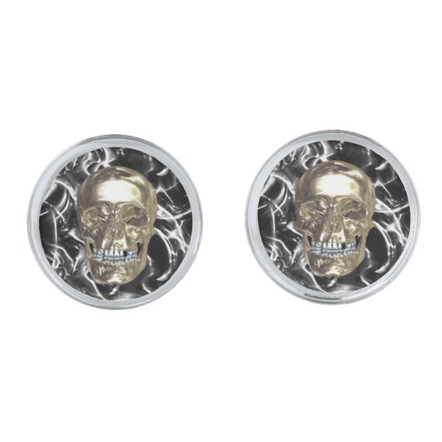Electric Chrome Skull Cufflinks (Front)