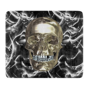 Electric Chrome Skull Cutting Board