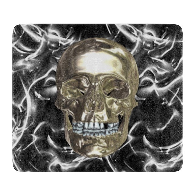 Electric Chrome Skull Cutting Board (Front)
