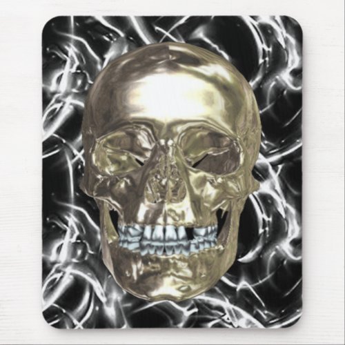 Electric Chrome Skull Mouse Pad
