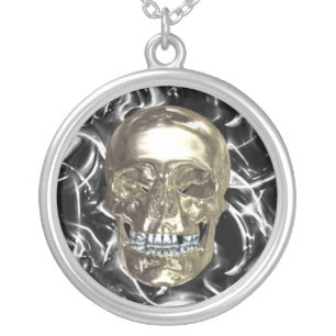 Electric Chrome Skull Necklace