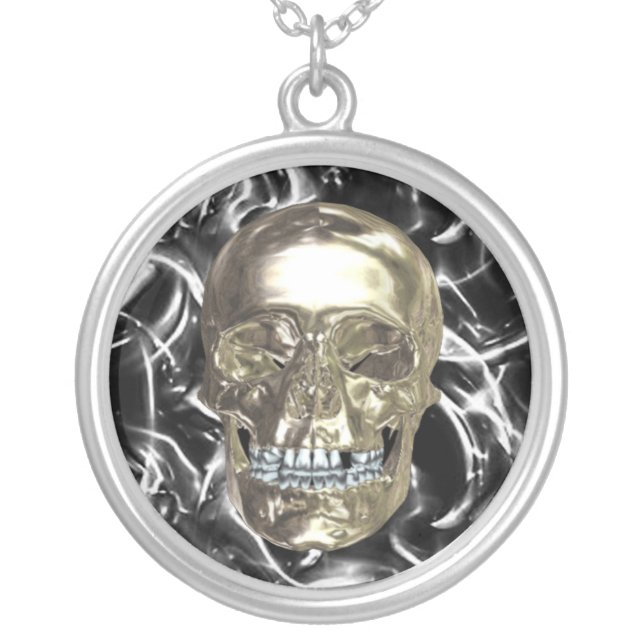 Electric Chrome Skull Necklace (Front)