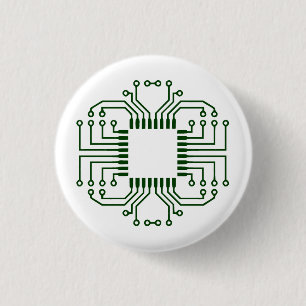 Electric Circuit Board Processor Pinback Button