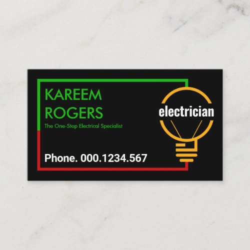 Electric Circuit Wire Frame Powers Bulb Business Card