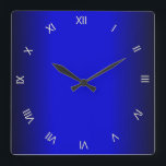 Electric Cobalt Blue Roman Numerals Wall Clock<br><div class="desc">Pretty kitchen wall clock of an electric blue color. Twelve white Roman numerals on a blue background. Perfect addition for a kitchen with a blue color scheme</div>