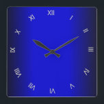 Electric Cobalt Blue Roman Numerals Wall Clock<br><div class="desc">Pretty kitchen wall clock of an electric blue color. Twelve white Roman numerals on a blue background. Perfect addition for a kitchen with a blue color scheme</div>