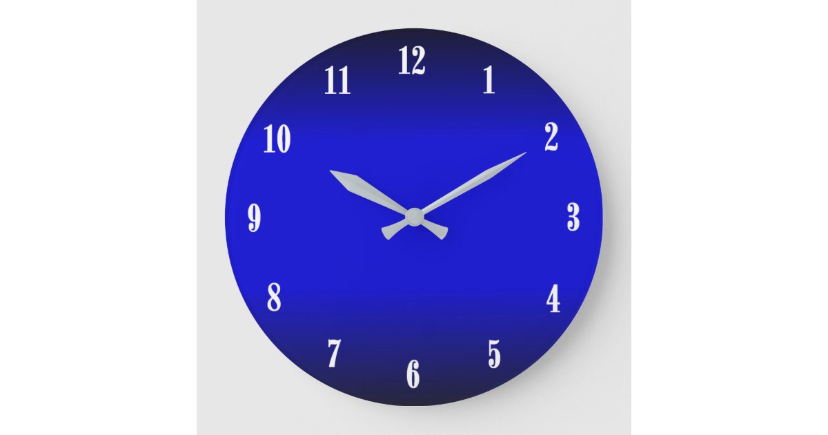 Electric Cobalt Blue White Numbers 2 Wall Clock | Zazzle