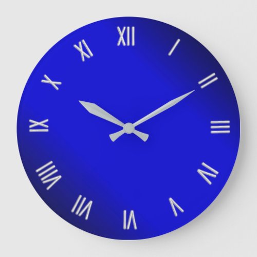 Electric Cobalt Blue White Numerals Diagonal Large Clock