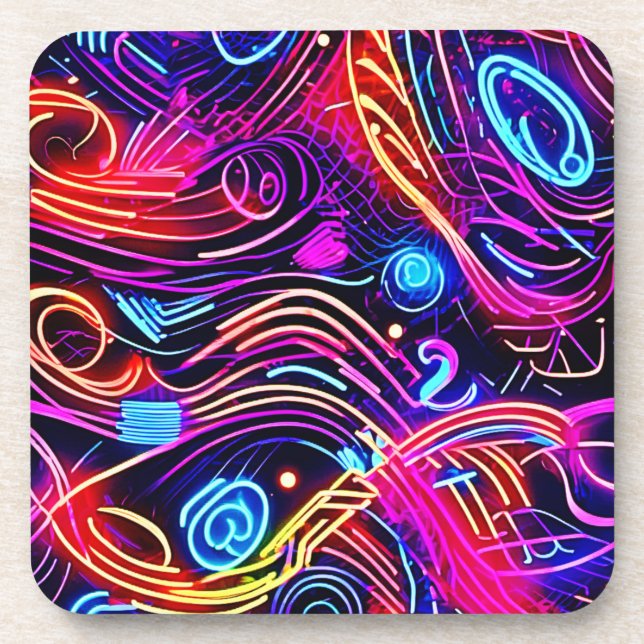 Electric Color Burst Designs Beverage Coaster (Front)