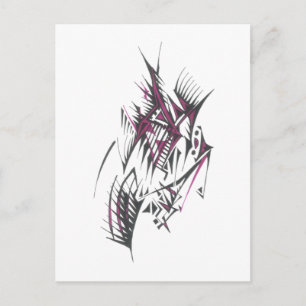 Electric Colorful Abstract Tribal Tattoo Art Postcard