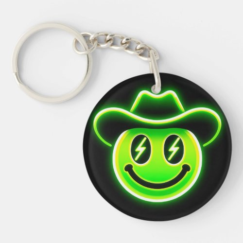 Electric Cowboy Button Keychain