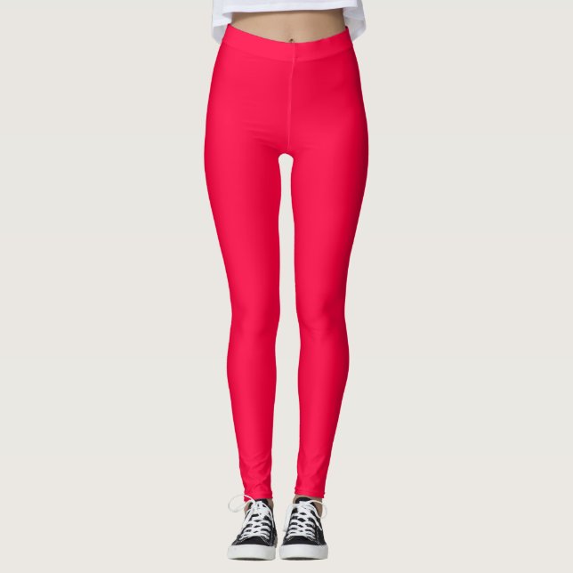 Electric Crimson Solid Color Leggings (Front)