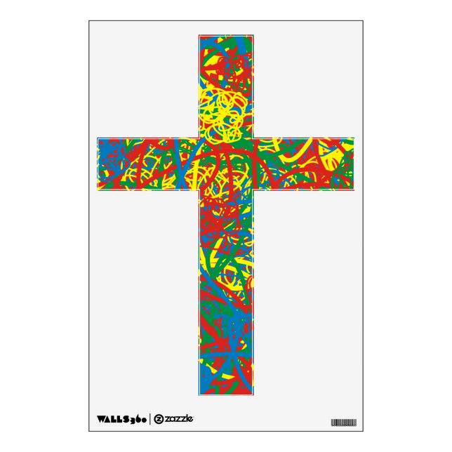 Electric Cross Jesus Christ Multicolor Abstract Wall Decal (Front)