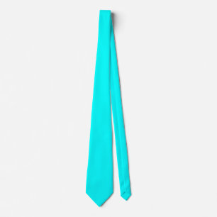 Electric Cyan Simple Full Color Tie
