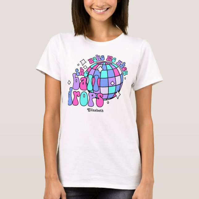 Electric Cyber Retro Happy New Year Party T-Shirt (Front)