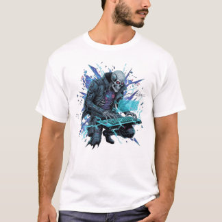 Electric Cyberpunk Hacker Skeleton Gamer Graphic T T-Shirt