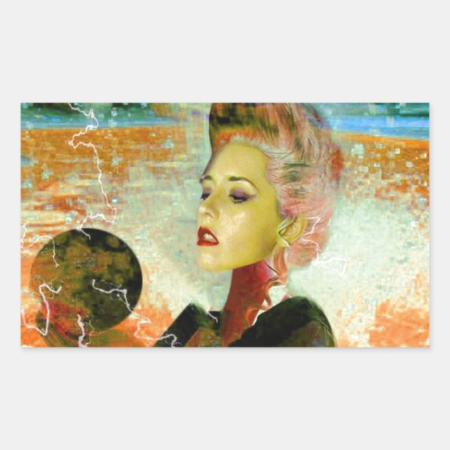 Electric cyborg rectangular sticker (Front)