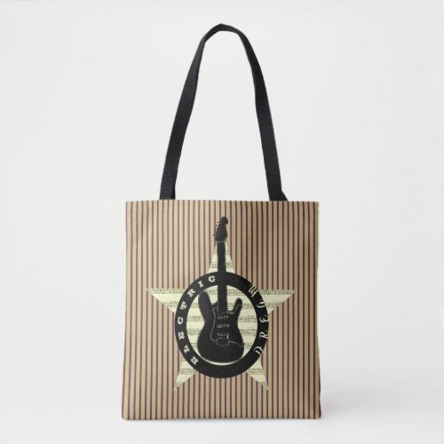 Electric Dream Guitar Rock Star Music Cool Stripes Tote Bag