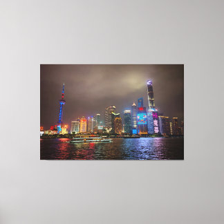 Electric Dreams - Futuristic Shanghai Skyline, A C Canvas Print