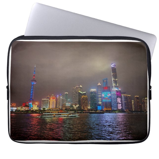 Electric Dreams - Futuristic Shanghai Skyline, A C Laptop Sleeve (Front)