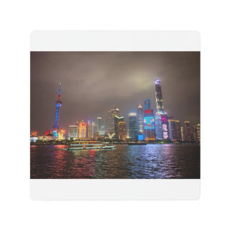 Electric Dreams - Futuristic Shanghai Skyline, A C Metal Print