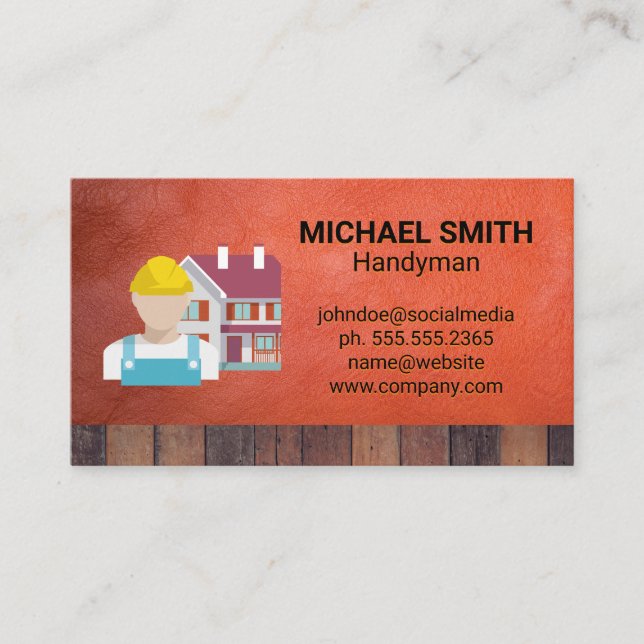 Electric Drill Tool | Construction Worker Business Card (Front)