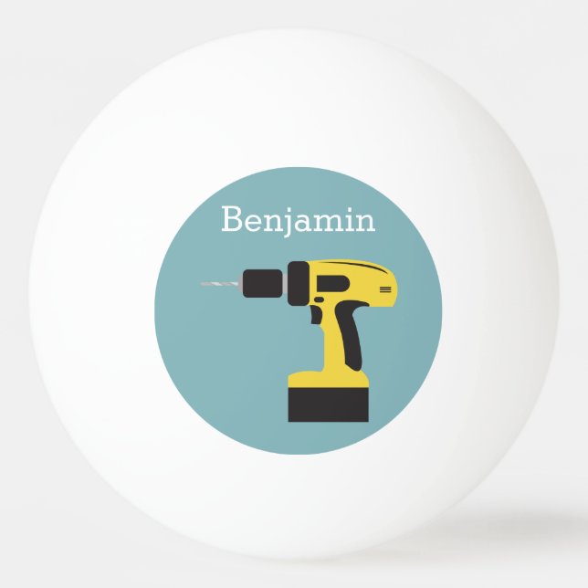 Electric Drill with Custom Name - Light Blue Ping-Pong Ball (Front)