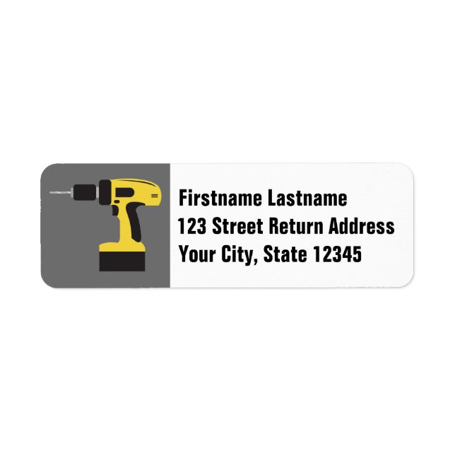 Electric Drill with Custom Name - Yellow and Gray Label (Front)
