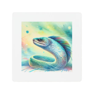 Electric eel painting 101024AREF118 - Watercolor Metal Print