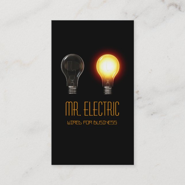 Electric, Electrician, Electricity Business Card (Front)