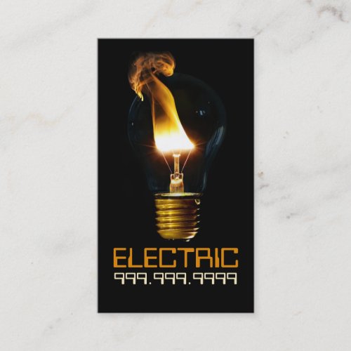 Electric Electrician Electricity Light Bulb Business Card Template