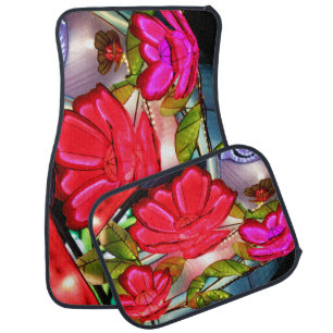 Electric Elegance in Rose Car Floor Mat