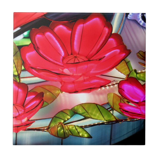 Electric Elegance in Rose  Ceramic Tile (Front)