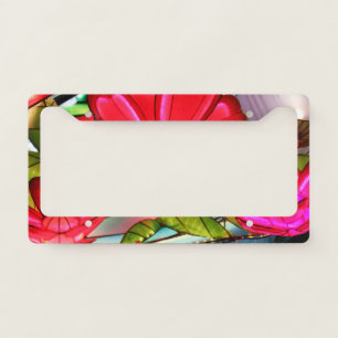 Electric Elegance in Rose License Plate Frame