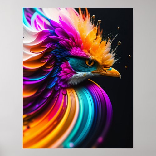 Electric Feathers A Neon Symphony Poster
