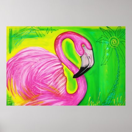 Electric Flamingo Poster