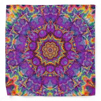 Electric Flower Purple Rainbow Kaleidoscope Art Bandana