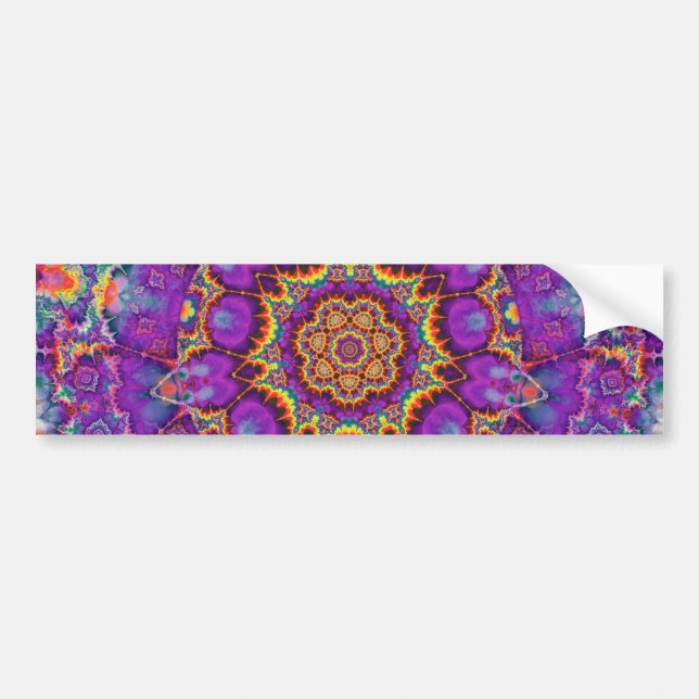 Electric Flower Purple Rainbow Kaleidoscope Art Bumper Sticker (Front)