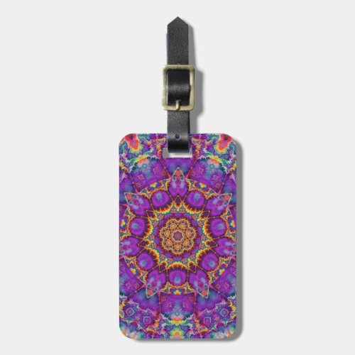 Electric Flower Purple Rainbow Kaleidoscope Art Luggage Tag
