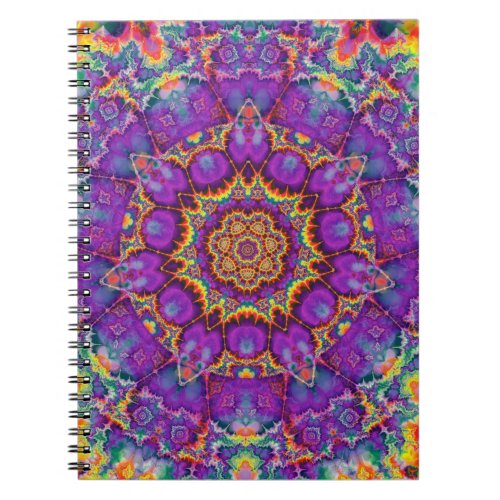 Electric Flower Purple Rainbow Kaleidoscope Art Notebook