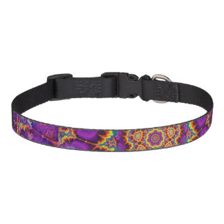 Electric Flower Purple Rainbow Kaleidoscope Art Pet Collar