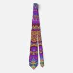Electric Flower Purple Rainbow Kaleidoscope Art Tie