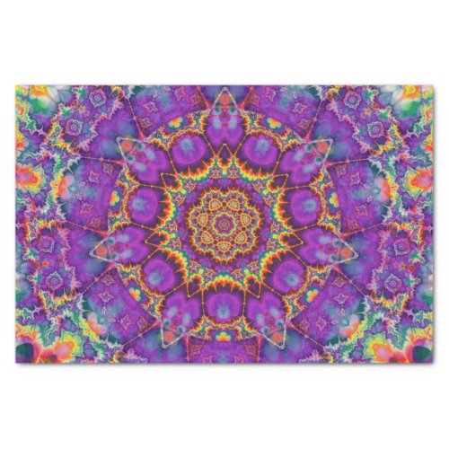 Electric Flower Purple Rainbow Kaleidoscope Art Tissue Paper