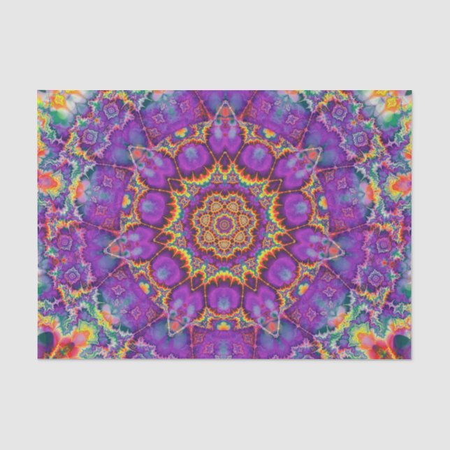Electric Flower Purple Rainbow Kaleidoscope Art Tissue Paper (Front)